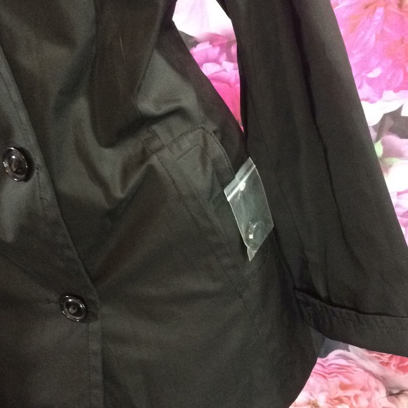 ☕️⌚️🎀NEW Esprit Black & Pink trench Coat! Sz L - Picture 4 of 7